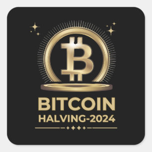 Sticker Carré BITCOIN HALVING 2024 Crypto Devise numérique