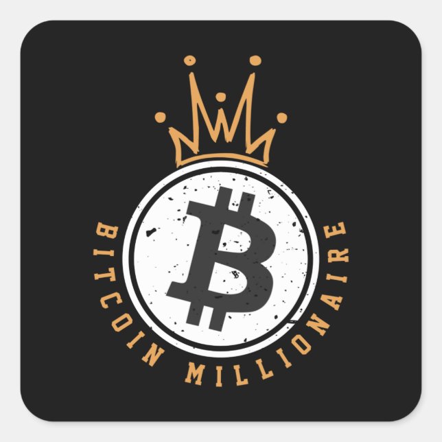 Sticker Carré Bitcoin millionnaire (Devant)