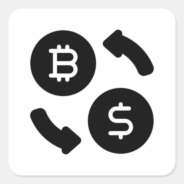 Sticker Carré Bitcoin to US Dollars Icons (Devant)