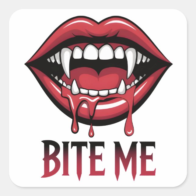 Sticker Carré Bite Me Vampire Mouth (Devant)
