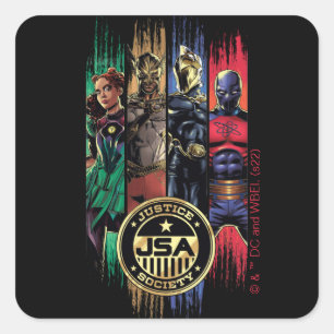 Sticker Carré Black Adam Justice Society Héros en bandes