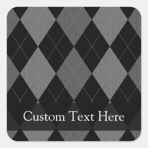 Sticker Carré Black and charcoal Gray Argyle