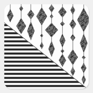 Sticker Carré Black and white, abstract, geometric, simple, scan