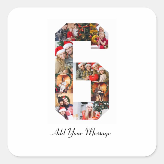 Sticker Carré Black and White Numéro 6 Photo Collage (Devant)