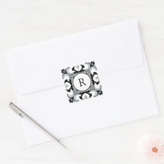 Sticker Carré Black and White Spanish Style with Initial 