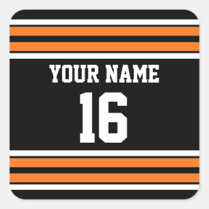Sticker Carré Black avec Orange White Stripes Team Jersey