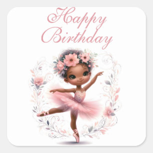 Sticker Carré Black Ballerina Joyeux anniversaire