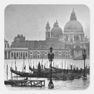 Sticker Carré Black Blanc Grand Canal Venise Italie Voyage