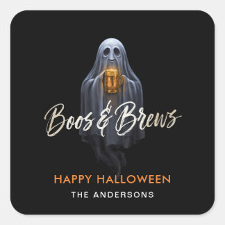 Sticker Carré Black Boos & Brews Fantôme Halloween