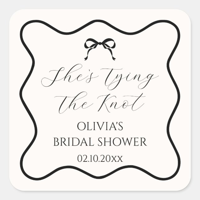 Sticker Carré Black Bow Attache le Nœud Réception de Mariage (Devant)