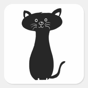 Sticker Carré Black Cartoon Kitty