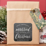 Sticker Carré Black Chalkboard Marié Petit Noël<br><div class="desc">Conçu par fat*fa*tin. Facile à customiser avec votre propre texte,  photo ou image. Pour des demandes personnalisées,  veuillez contacter fat*fa*tin directement. Des frais personnalisés s'appliquent. www.zazzle.com/fat_fa_tin www.zazzle.com/color_therapy www.zazzle.com/fatfatin_blue_knot www.zazzle.com/fatfatin_red_knot www.zazzle.com/fatfatin_mini_me www.zazzle.com/fatfatin_box www.zazzle.com/fatfatin_design www.zazzle.com/fatfatin_ink</div>