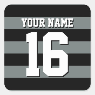 Sticker Carré Black Charcoal Team Jersey Preppy Stripe
