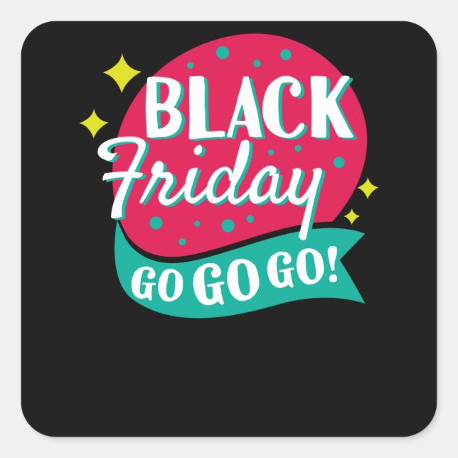 Sticker Carré Black Friday Go Go Go Shopping (Devant)