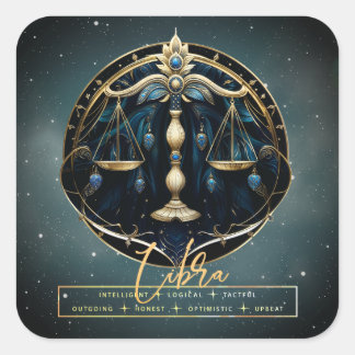 Sticker Carré Black Gold Balance Zodiac Symbole de constellation