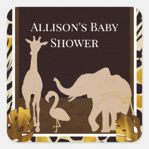Sticker Carré Black Gold Brown Zoo Animaux Safari