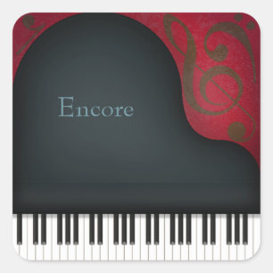 Sticker Carré Black Grand Piano Elégante Musique Personnalisée