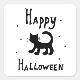 Sticker Carré Black Happy Halloween horreur éffrayant