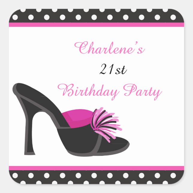 Sticker Carré Black Heels Shoes with Black Polka Dots (Devant)