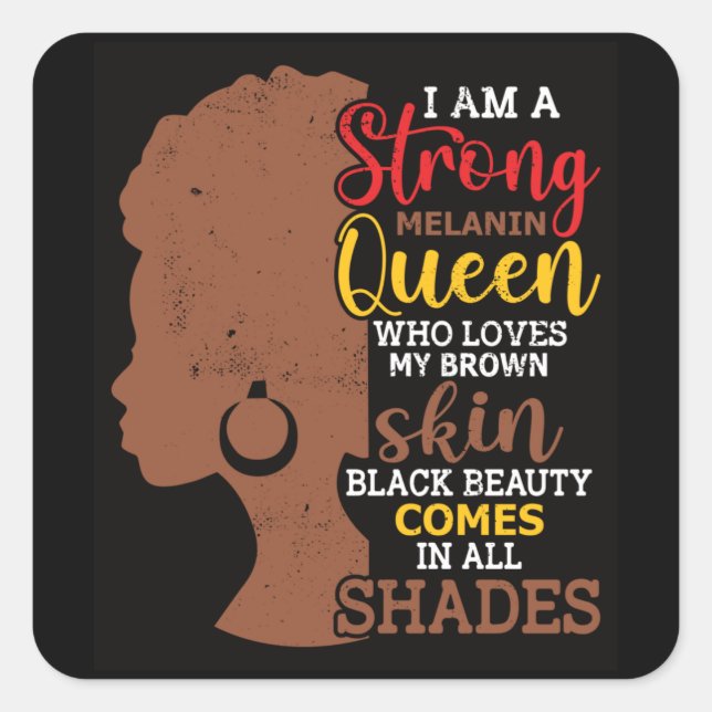 Sticker Carré Black History Month Black Woman Afro (Devant)