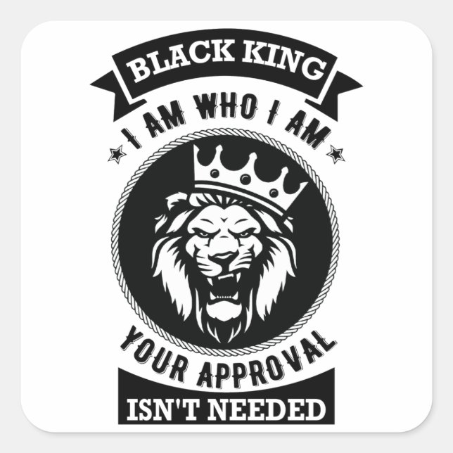Sticker Carré Black King I Am Who I Am (Devant)