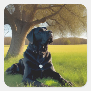 Sticker Carré Black Labrador Retriever
