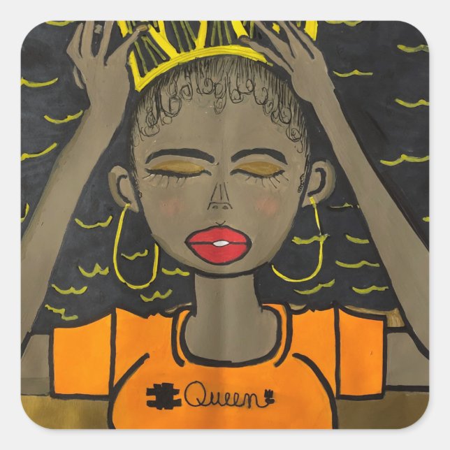 Sticker Carré Black Lives Matt Afro Queen Art original (Devant)