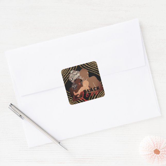 Sticker Carré Black Love (Enveloppe)