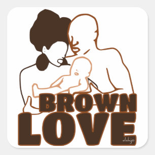 Sticker Carré Black Love Brown Love