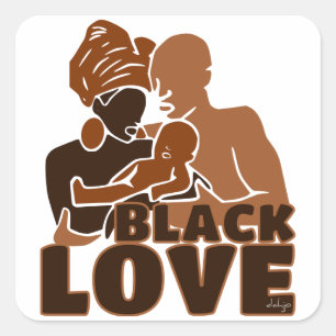 Sticker Carré Black Love Brown Love