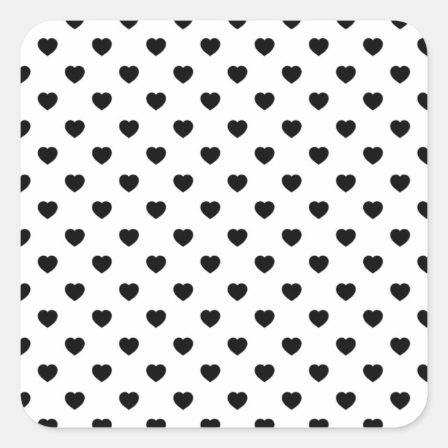 Sticker Carré Black Love Hearts White Background (Devant)
