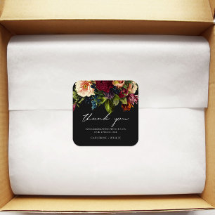 Sticker Carré Black Moody Floral Bourgogne Mariage