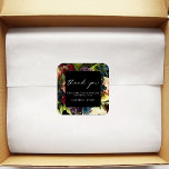 Sticker Carré Black Moody Floral Bourgogne Mariage<br><div class="desc">#zazzlemade</div>