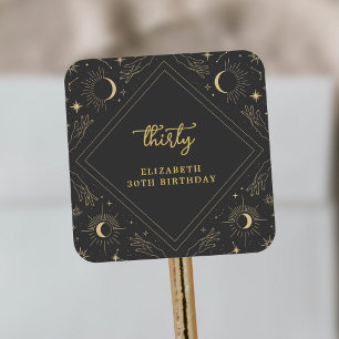 Sticker Carré Black Mystic Horoscope Lune Enveloppe Anniversaire