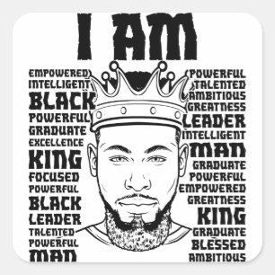 Sticker Carré Black Papa Melanin Christian Man Faithful Bruh
