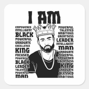 Sticker Carré Black Papa Melanin Christian Man Père Bruh Papa