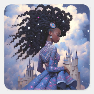 Sticker Carré Black Princess Imaginaire Art