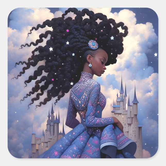 Sticker Carré Black Princess Imaginaire Art (Devant)