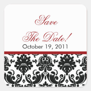 Sticker Carré Black & Red Damask Enregistrer l'autocollant Maria