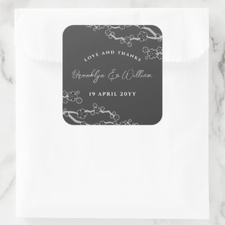 Sticker Carré Black Sakura Cerry Blossoms Mariage asiatique élég