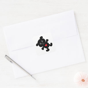 Sticker Carré Black Teddy Bear Love