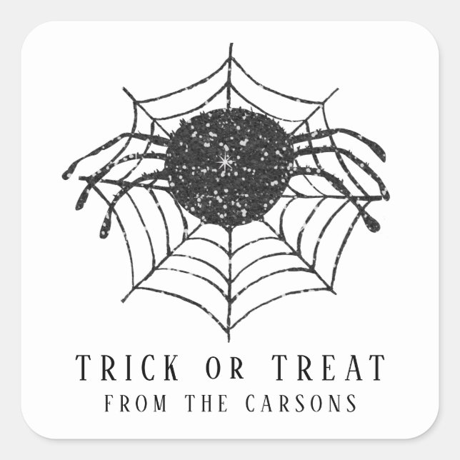 Sticker Carré Black White Trick ou traiter Halloween Spider Web (Devant)