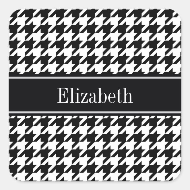 Sticker Carré Black Wht Houndstooth (Devant)