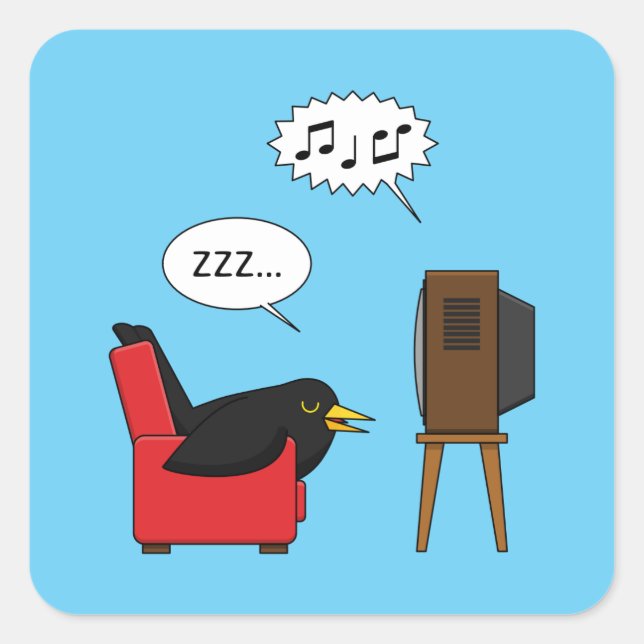 Sticker Carré Blackbird Dormir devant la bande dessinée de la té (Devant)