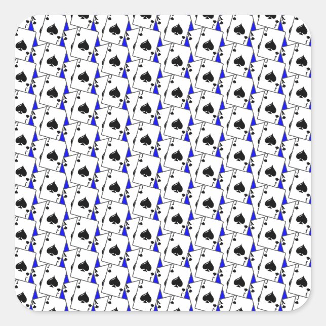 Sticker Carré Blackjack Spades Blue (Devant)