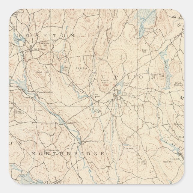 Sticker Carré Blackstone, Massachusetts (Devant)