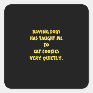 Sticker Carré Blague drôle de chiens et de biscuits