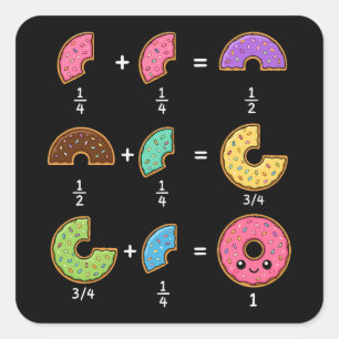 Sticker Carré Blagues de maths sur les fractions de beignets