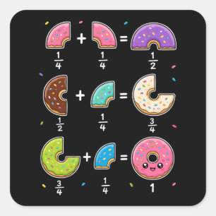 Sticker Carré Blagues de maths sur les fractions de beignets