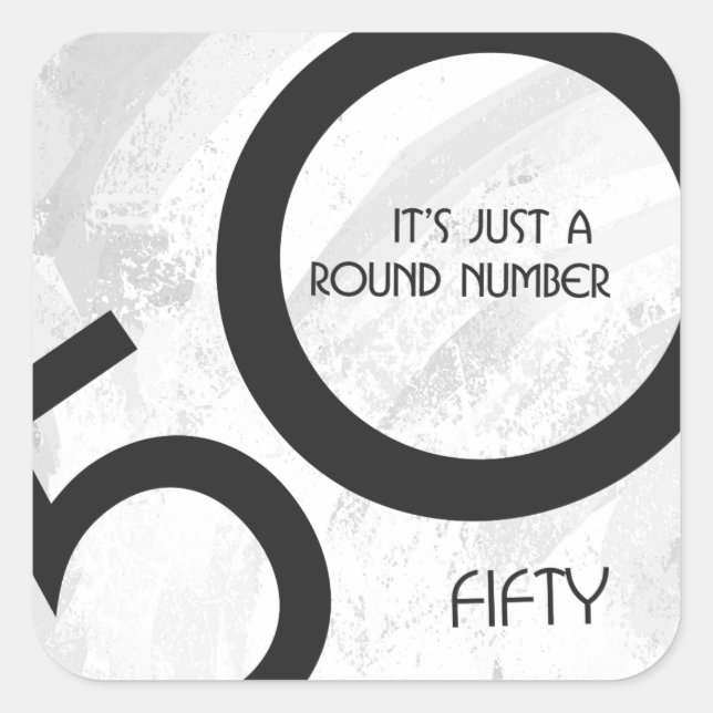 Sticker Carré Blanc 50 Décennie Anniversaire (Devant)